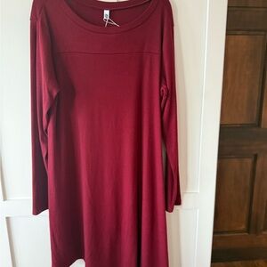 Elegant Burgundy Long Sleeve Dress New
